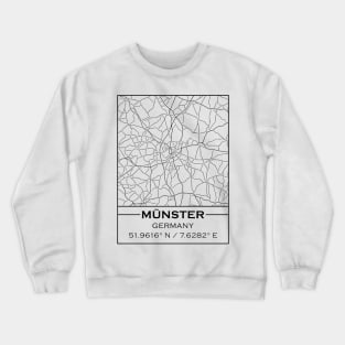 Münster City Map - Minimal Black and White Design Crewneck Sweatshirt